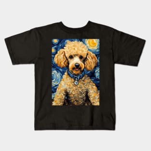 Poodle Dog Breed in a Van Gogh Starry Night Art Style Kids T-Shirt